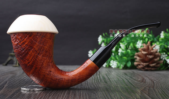 磐石 大气室石楠木烟斗 葫芦斗 麻面原木色-3