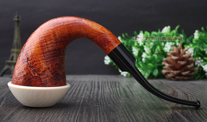 磐石 大气室石楠木烟斗 葫芦斗 麻面原木色-4