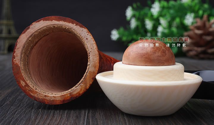 磐石 大气室石楠木烟斗 葫芦斗 麻面原木色-6