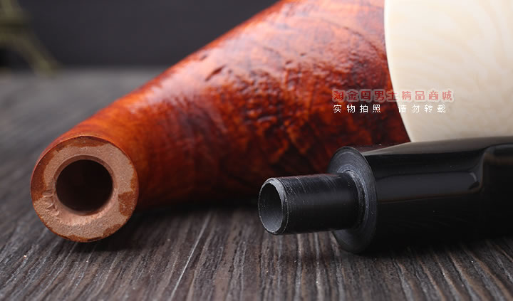 磐石 大气室石楠木烟斗 葫芦斗 麻面原木色-7