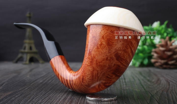 磐石大气室光面石楠木烟斗 葫芦斗 光面原木色-2