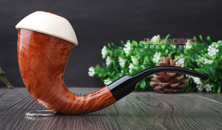 磐石大气室光面石楠木烟斗 葫芦斗 光面原木色-4