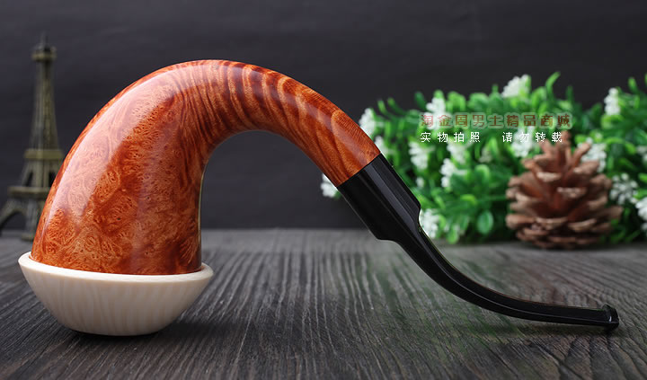 磐石大气室光面石楠木烟斗 葫芦斗 光面原木色-5