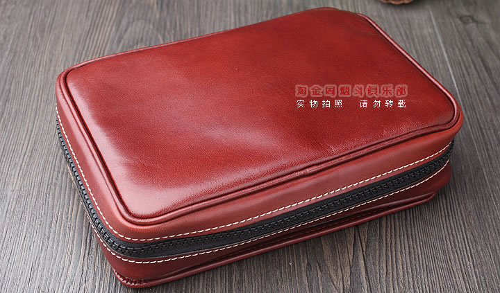【淘金周】原装德国Martin Wess手工牛皮烟斗包 4斗包p15/4咖啡色-1