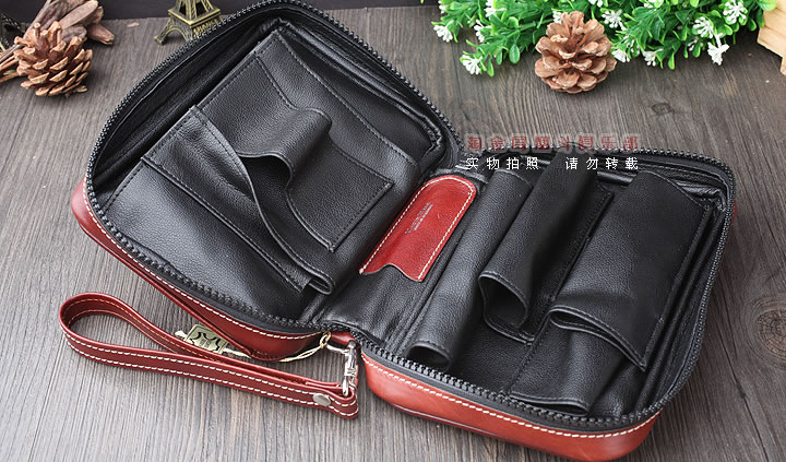 【淘金周】原装德国Martin Wess手工牛皮烟斗包 4斗包p15/4咖啡色-2