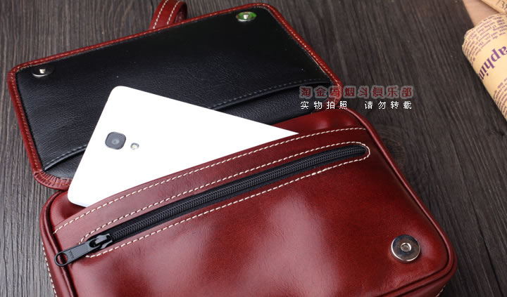 【淘金周】原装德国Martin Wess手工牛皮烟斗包 4斗包p15/4咖啡色-6