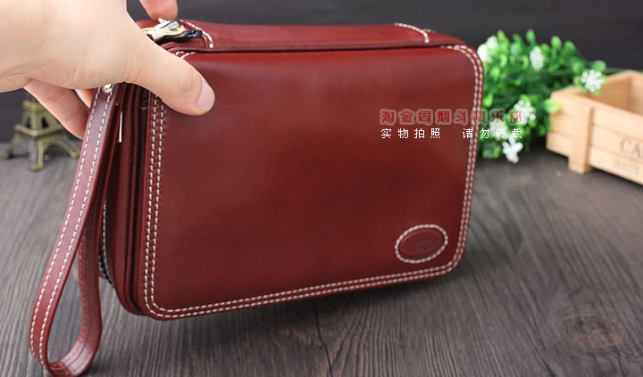 【淘金周】原装德国Martin Wess手工牛皮烟斗包 4斗包p15/4咖啡色-8