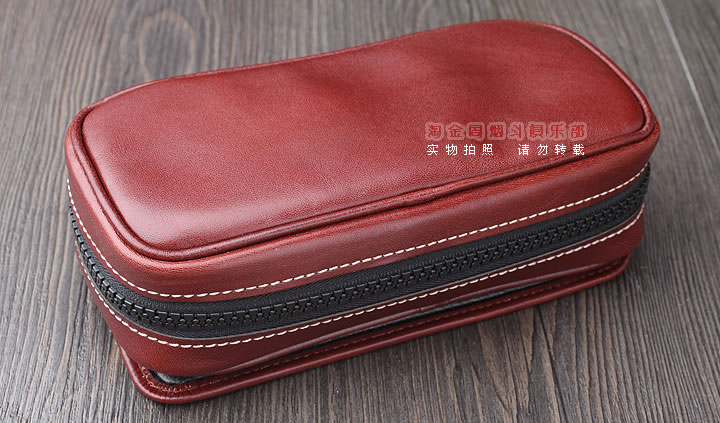【淘金周】原装德国Martin Wess手工牛皮烟斗包 两斗包P9/2咖啡色-1