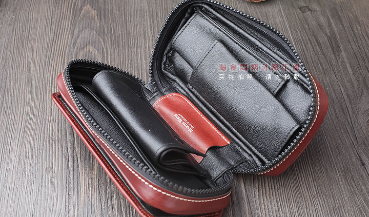 【淘金周】原装德国Martin Wess手工牛皮烟斗包 两斗包P9/2咖啡色-2