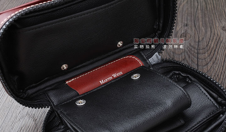 【淘金周】原装德国Martin Wess手工牛皮烟斗包 两斗包P9/2咖啡色-4