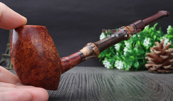 淘金周 石楠木手工烟斗 竹节斗 D02-10