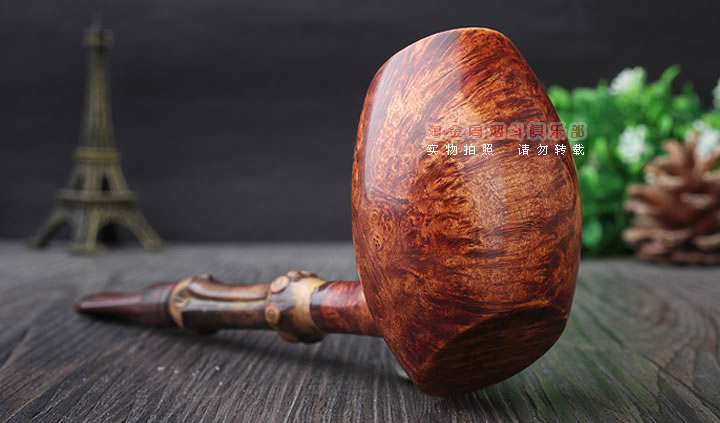 淘金周 石楠木手工烟斗 竹节斗 D02-2