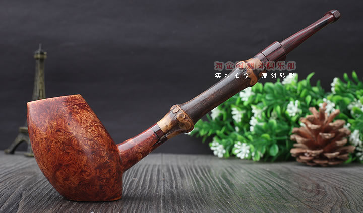 淘金周 石楠木手工烟斗 竹节斗 D02-4