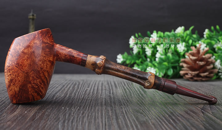 淘金周 石楠木手工烟斗 竹节斗 D02-5