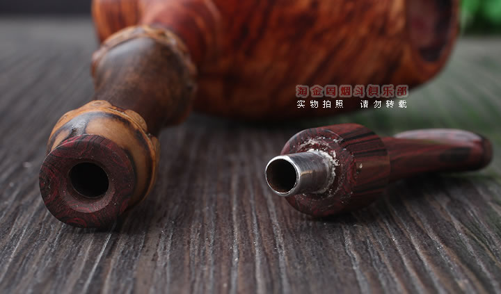 淘金周 石楠木手工烟斗 竹节斗 D02-7