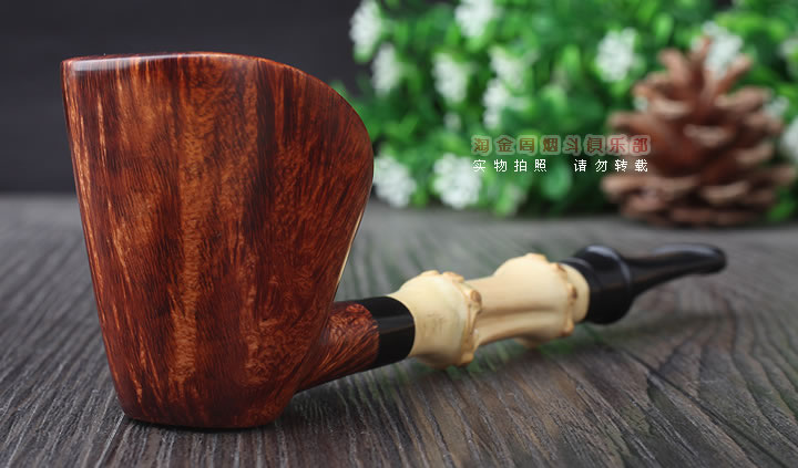 淘金周 石楠木手工烟斗 竹节斗 D01-1