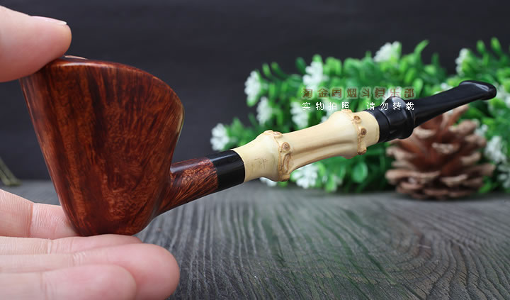 淘金周 石楠木手工烟斗 竹节斗 D01-11