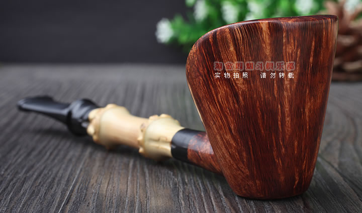淘金周 石楠木手工烟斗 竹节斗 D01-2