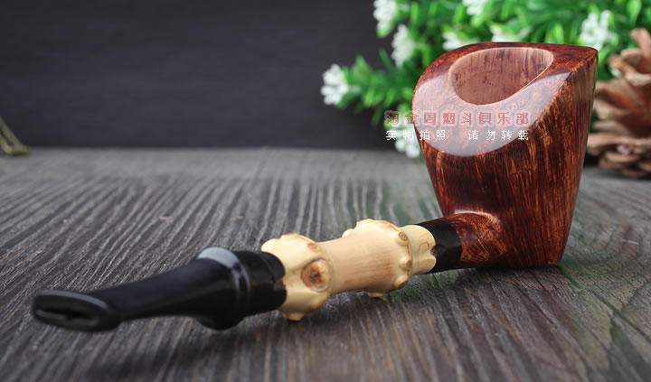 淘金周 石楠木手工烟斗 竹节斗 D01-3
