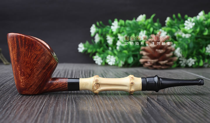 淘金周 石楠木手工烟斗 竹节斗 D01-4