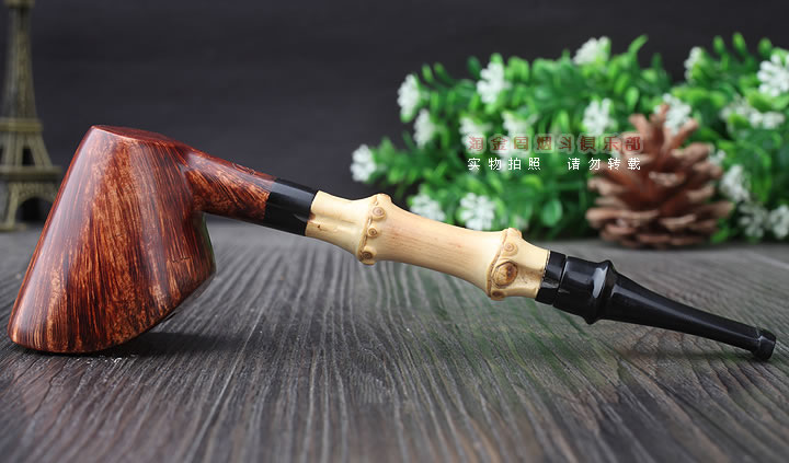 淘金周 石楠木手工烟斗 竹节斗 D01-5