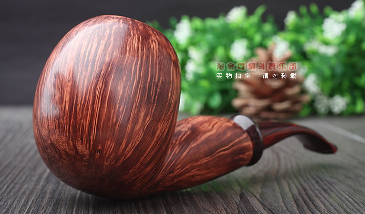 淘金周 石楠木手工烟斗 火焰纹斗 D03-1