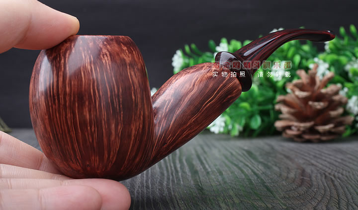 淘金周 石楠木手工烟斗 火焰纹斗 D03-11