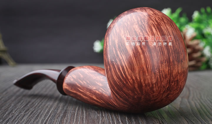 淘金周 石楠木手工烟斗 火焰纹斗 D03-2
