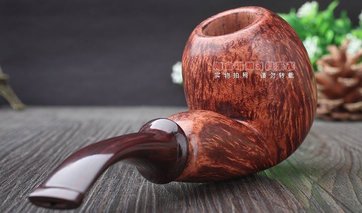 淘金周 石楠木手工烟斗 火焰纹斗 D03-3