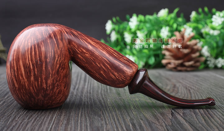 淘金周 石楠木手工烟斗 火焰纹斗 D03-5