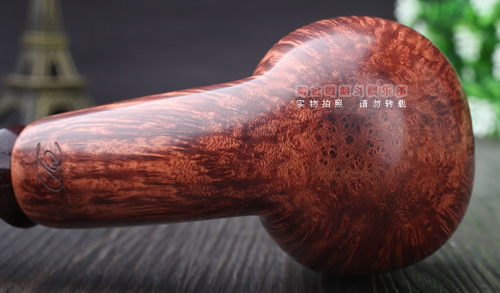 淘金周 石楠木手工烟斗 火焰纹斗 D03-6