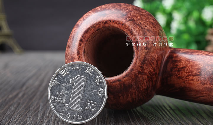 淘金周 石楠木手工烟斗 火焰纹斗 D03-7