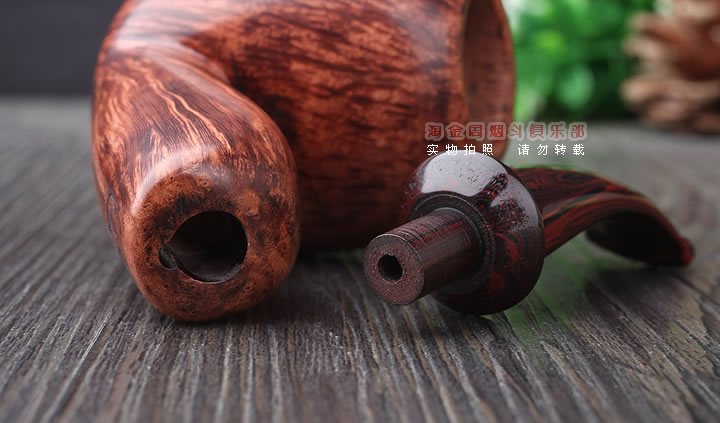 淘金周 石楠木手工烟斗 火焰纹斗 D03-8
