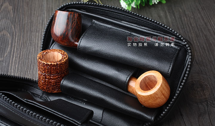 【淘金周】原装德国Martin Wess手工牛皮烟斗包 3斗包ap35-3-2