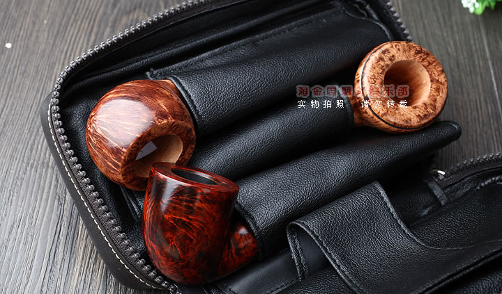 原装德国Martin Wess手工牛皮烟斗包 三斗包FP35/3 棕色-3