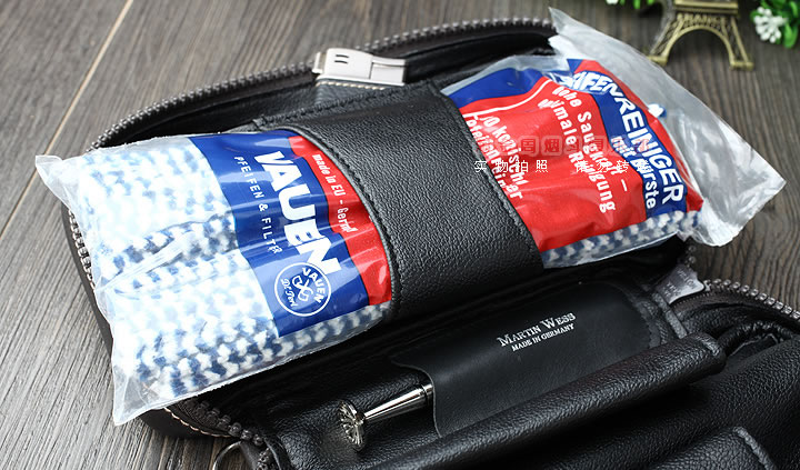 原装德国Martin Wess手工牛皮烟斗包 三斗包FP35/3 棕色-4