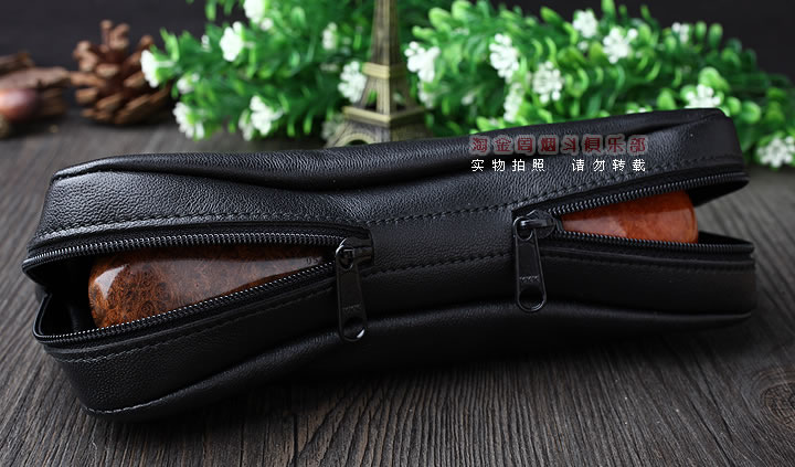 【淘金周】英国登喜路DUNHILL 真皮烟斗包 两斗包 PA2006-3