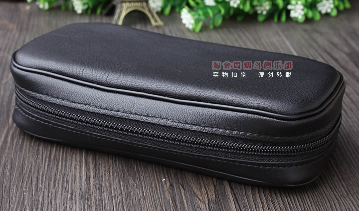【淘金周】原装德国Martin Wess手工牛皮烟斗包 两斗包P9-2黑色-1