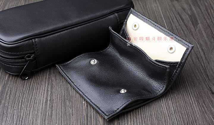 【淘金周】原装德国Martin Wess手工牛皮烟斗包 两斗包P9-2黑色-4