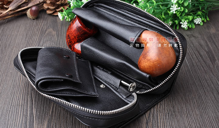 原装德国Martin Wess手工牛皮烟斗包 2斗包P110-2-4