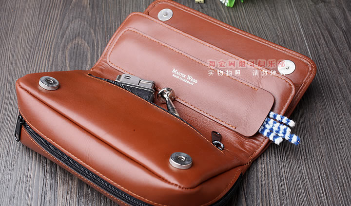 【淘金周】原装德国Martin Wess手工牛皮烟斗包 两斗包K28-2-2