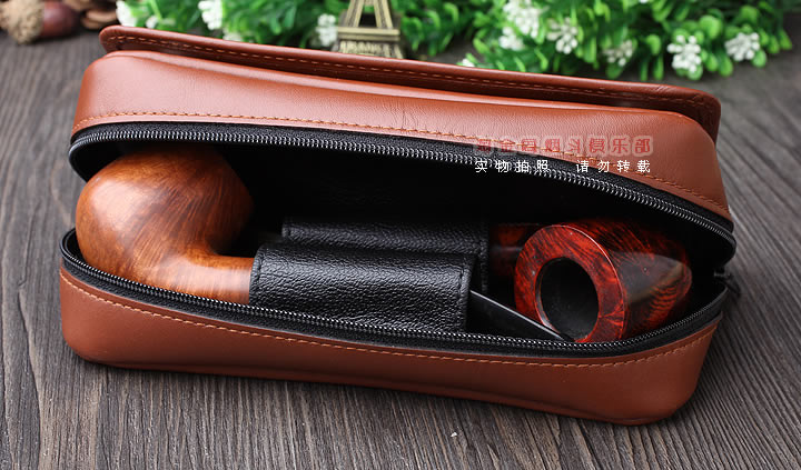 【淘金周】原装德国Martin Wess手工牛皮烟斗包 两斗包K28-2-4