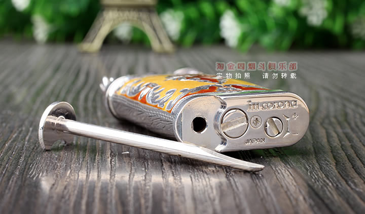 德国十字架Sillems 纯银珐琅雕花烟斗打火机 单面珐琅1988G-5