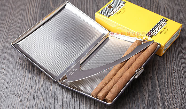 日本Pearl珍珠 不锈钢烟盒10支装 可装高希霸俱乐部 04927-10-1