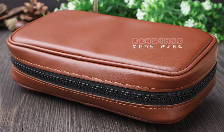 【淘金周】原装德国Martin Wess手工牛皮烟斗包 三斗包LP35/3棕色-2