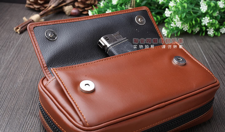 【淘金周】原装德国Martin Wess手工牛皮烟斗包 三斗包LP35/3棕色-3