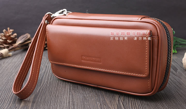 【淘金周】原装德国Martin Wess手工牛皮烟斗包 三斗包LP35/3棕色-7