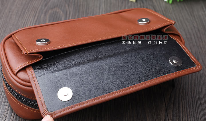 【淘金周】原装德国Martin Wess手工牛皮烟斗包 两斗包P9-2棕色-3