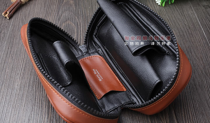 【淘金周】原装德国Martin Wess手工牛皮烟斗包 两斗包P9-2棕色-4