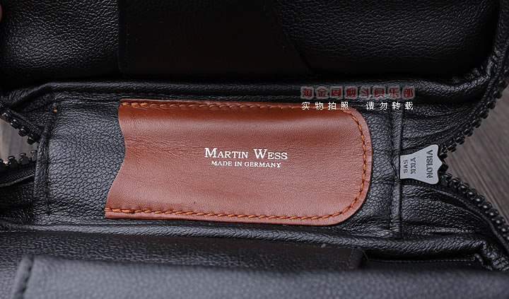 【淘金周】原装德国Martin Wess手工牛皮烟斗包 两斗包P9-2棕色-6